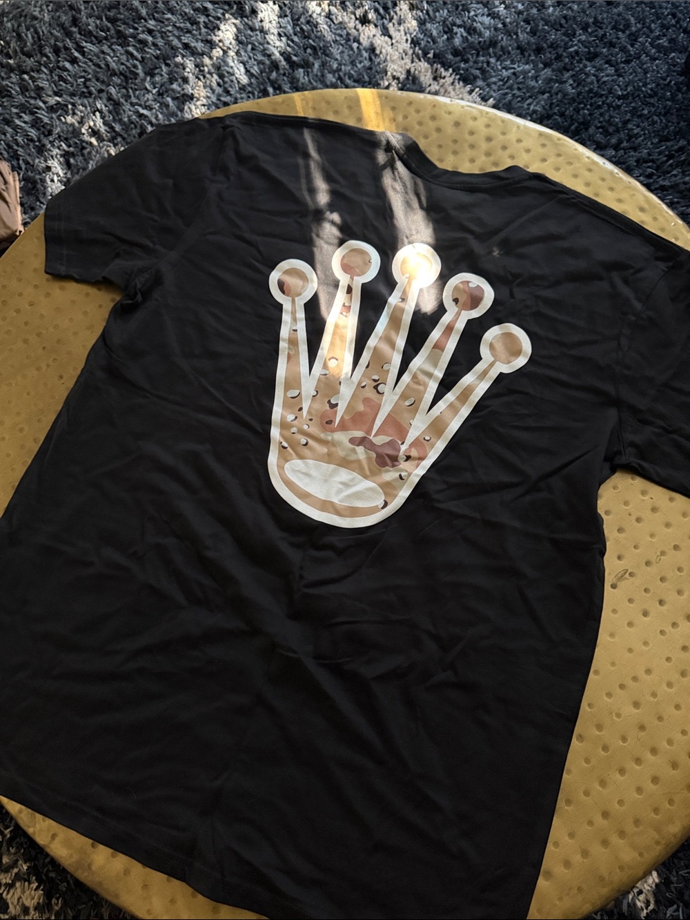 Black Short Sleeve Tee with Crown Graphic - Casual Men's Shirt